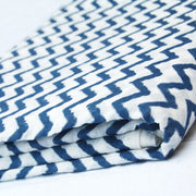 Indigo Blue Zig Zag Printed Running Cotton Sanganeri Fabric